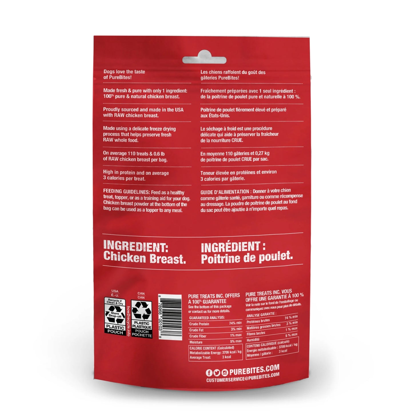 Chicken Freeze Dried Dog Treats, 1 Ingredient, Made in USA, 3Oz