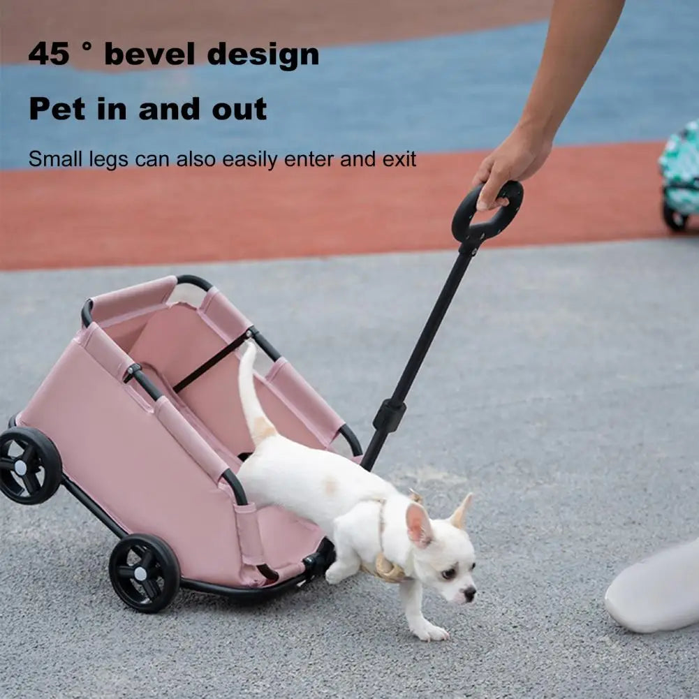 Safe Hair-Free Pet Carrier Pet Stroller for Small Dogs Cats 4 Wheels Folding Cart for Travelling Shopping Walking Pet Stroller
