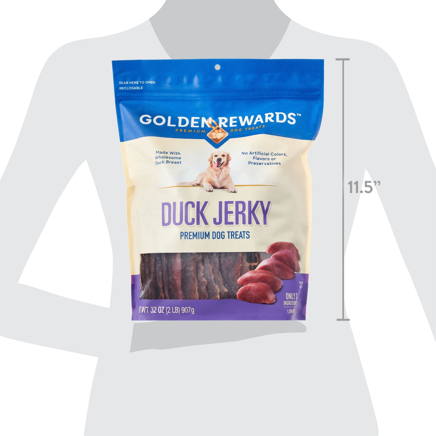 (2 Pack) Duck Flavor Premium Dry Jerky Treats for All Dogs, 32 Oz