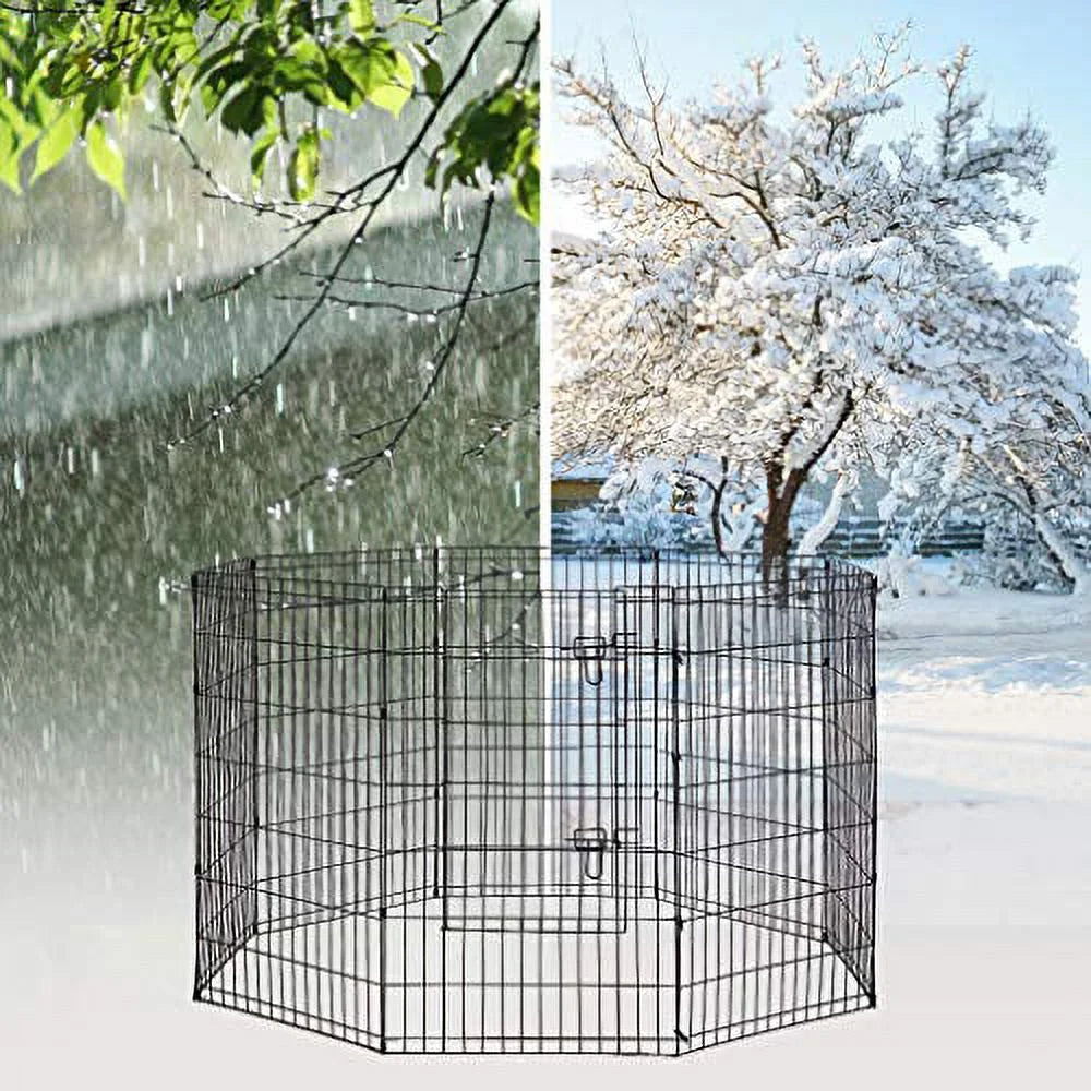 42"H Dog Playpen, Black, 8 Panel