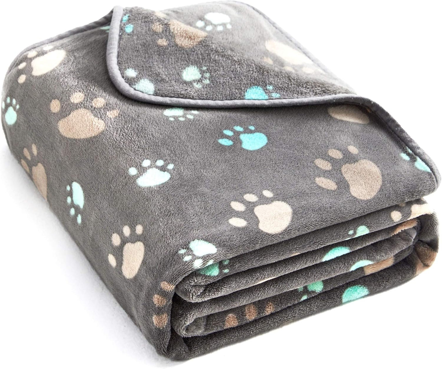 350 Gsm-Super Soft and Premium Fuzzy Flannel Fleece Pet Dog Blanket, the Cute Print Design Washable Fluffy Blanket for Puppy Cat Kitten Indoor Outdoor, Grey, 40 X 32 Inches