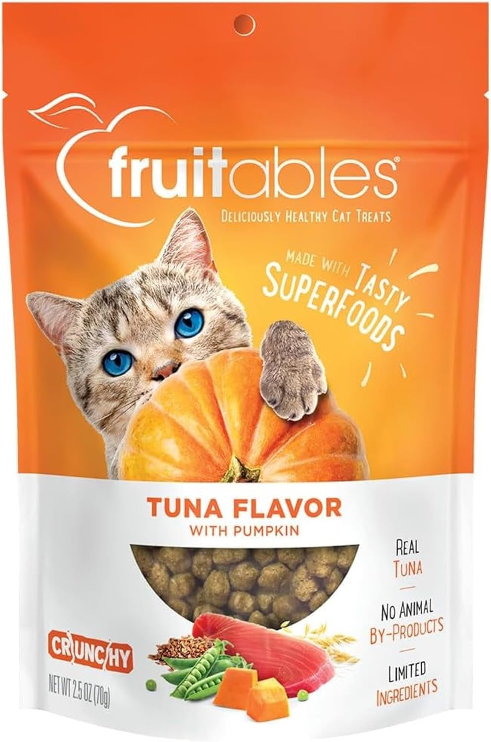 Cat Treats, Healthy Treats for Cats, Low Calorie and Packed with Protein, Crunchy Biscuits, Free of Wheat, Corn and Soy, Made with Real Tuna and Pumpkin, 2.5Oz