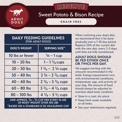 Limited Ingredient Adult Grain-Free Dry Dog Food, Reserve Sweet Potato & Bison Recipe, 4 Pound (Pack of 1)