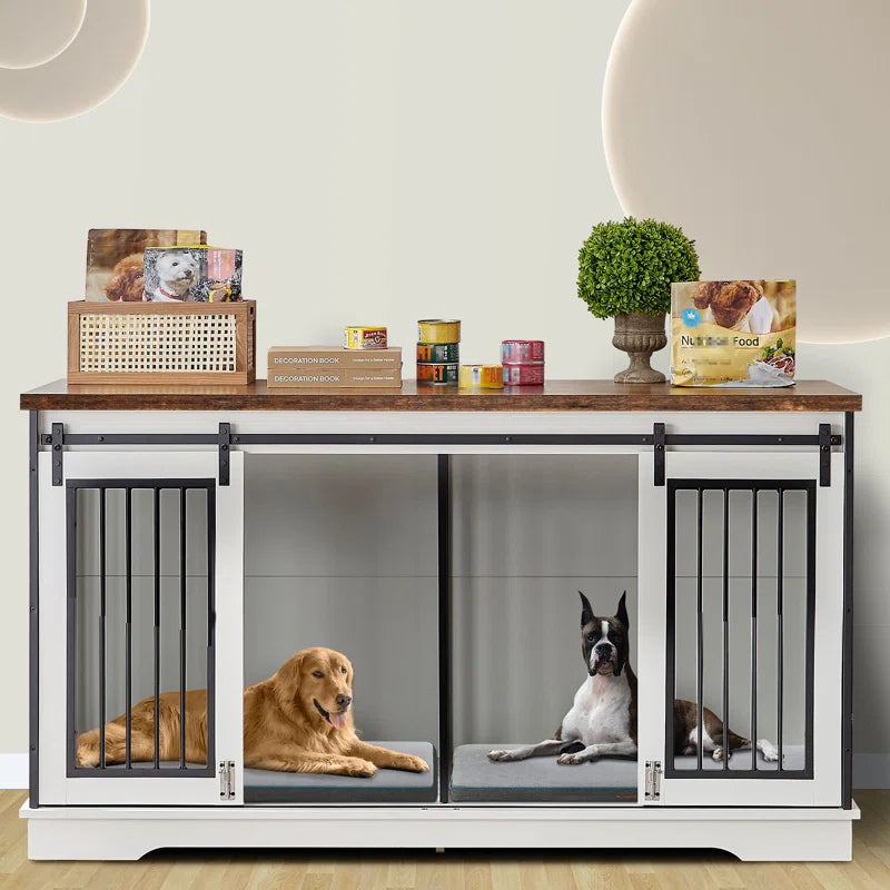Furniture Style Pet Crate with 2 Sliding Doors