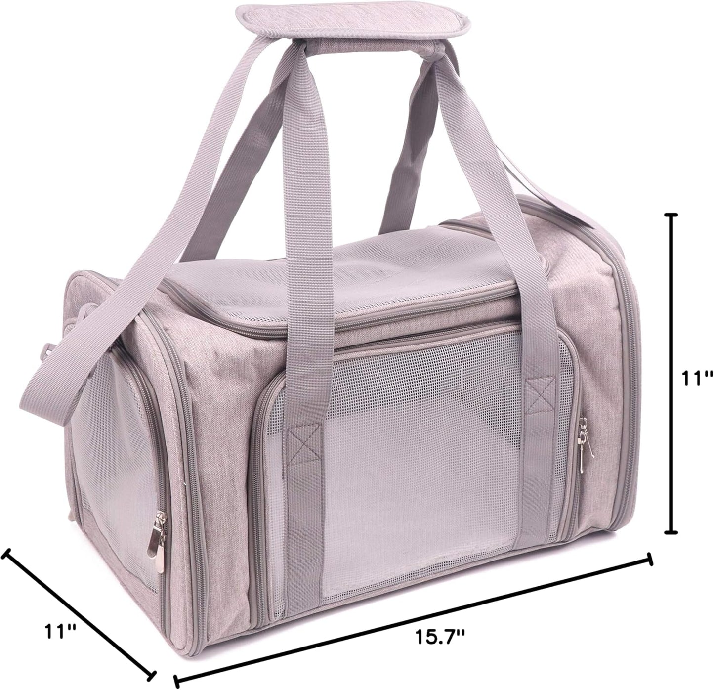 Pet Carrier Bag for Dog Cat,Portable Pet Bag Folding Fabric Pet Travel Carrier Pet Cage for Small Dog,Collapsible Puppy Messenger Pet Bags Airline Approved，Breathable & Durable,Grey Color
