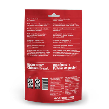 Chicken Freeze Dried Dog Treats, 1 Ingredient, Made in USA, 3Oz