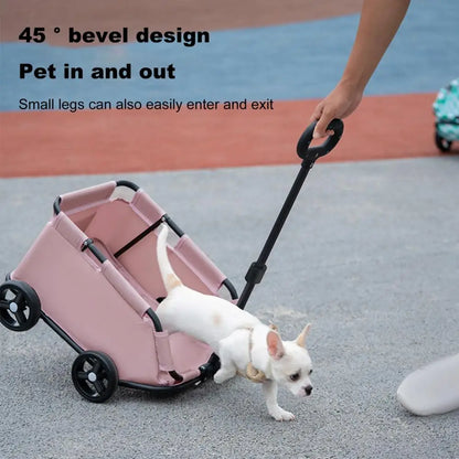 Safe Hair-Free Pet Carrier Pet Stroller for Small Dogs Cats 4 Wheels Folding Cart for Travelling Shopping Walking Pet Stroller