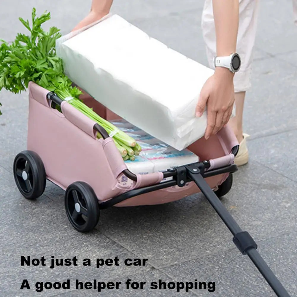 Safe Hair-Free Pet Carrier Pet Stroller for Small Dogs Cats 4 Wheels Folding Cart for Travelling Shopping Walking Pet Stroller