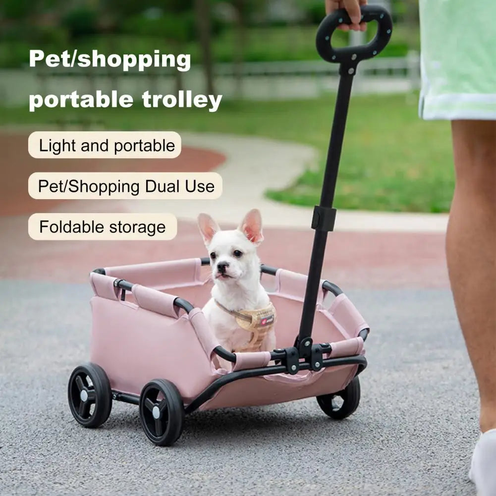 Safe Hair-Free Pet Carrier Pet Stroller for Small Dogs Cats 4 Wheels Folding Cart for Travelling Shopping Walking Pet Stroller
