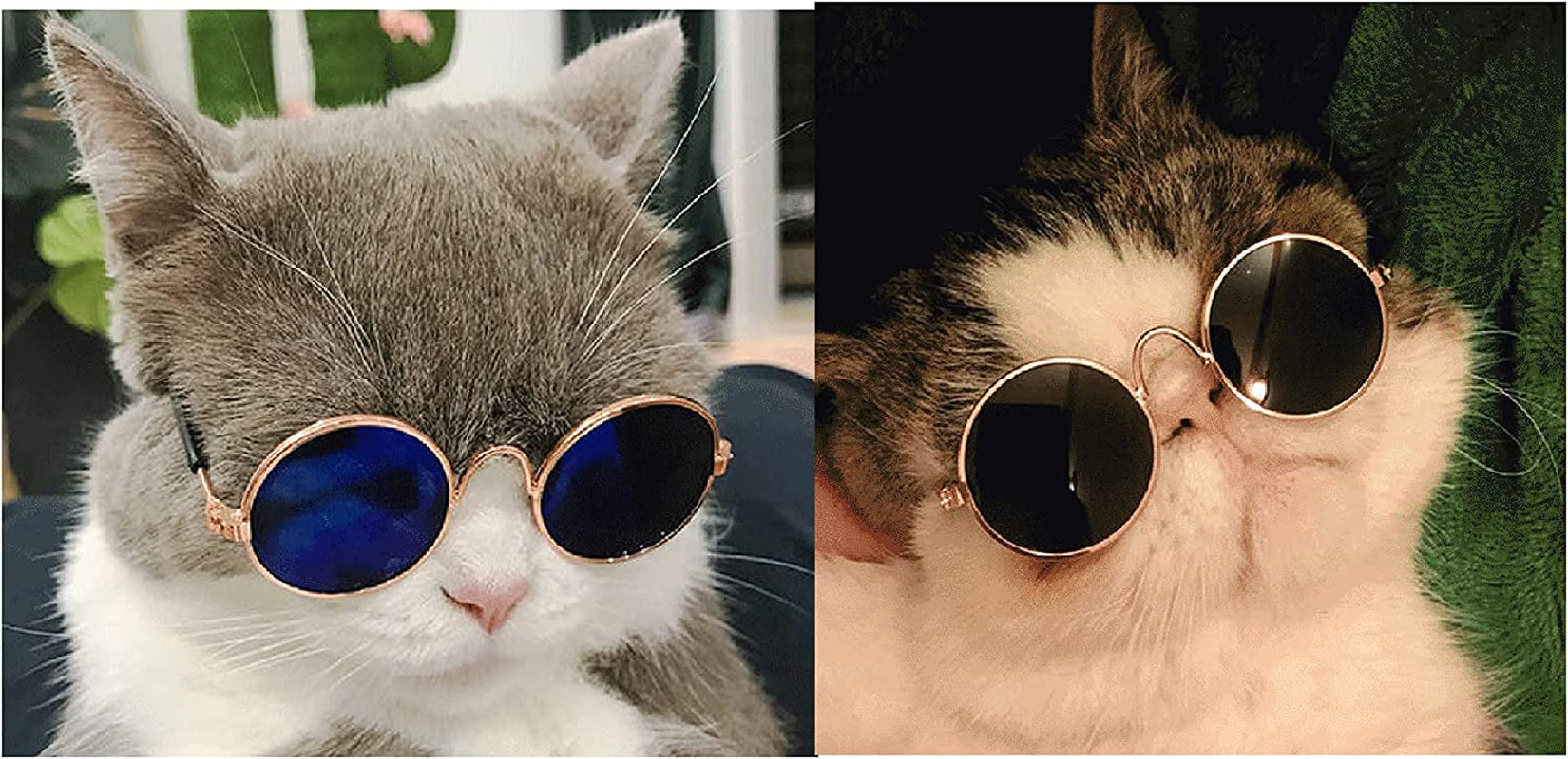 2Pcs Random Color Small Cat Kitten Glasses Pet Glasses Dog Sunglasses Pet Supplies Kittens Pet Sunglasses 3 Cm/1.1 Inch Cosplay Costume Photos Props