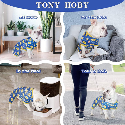 Dog Pajamas with Cute Big Face Cat, Pet Jumpsuit Soft Lightweight Cotton for Small Medium Dog (Blue, Cat, XS)