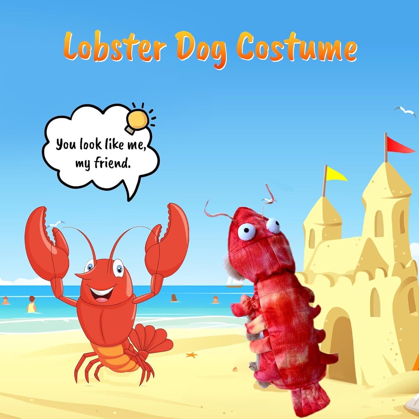 Lobster Dog Costume Halloween Dog Costumes, Halloween Costumes for Small Medium Large Dogs Lobster Pet Halloween Cat Apparel Dogs Cosplay Clothes for Christmas Special Events Photo Prop