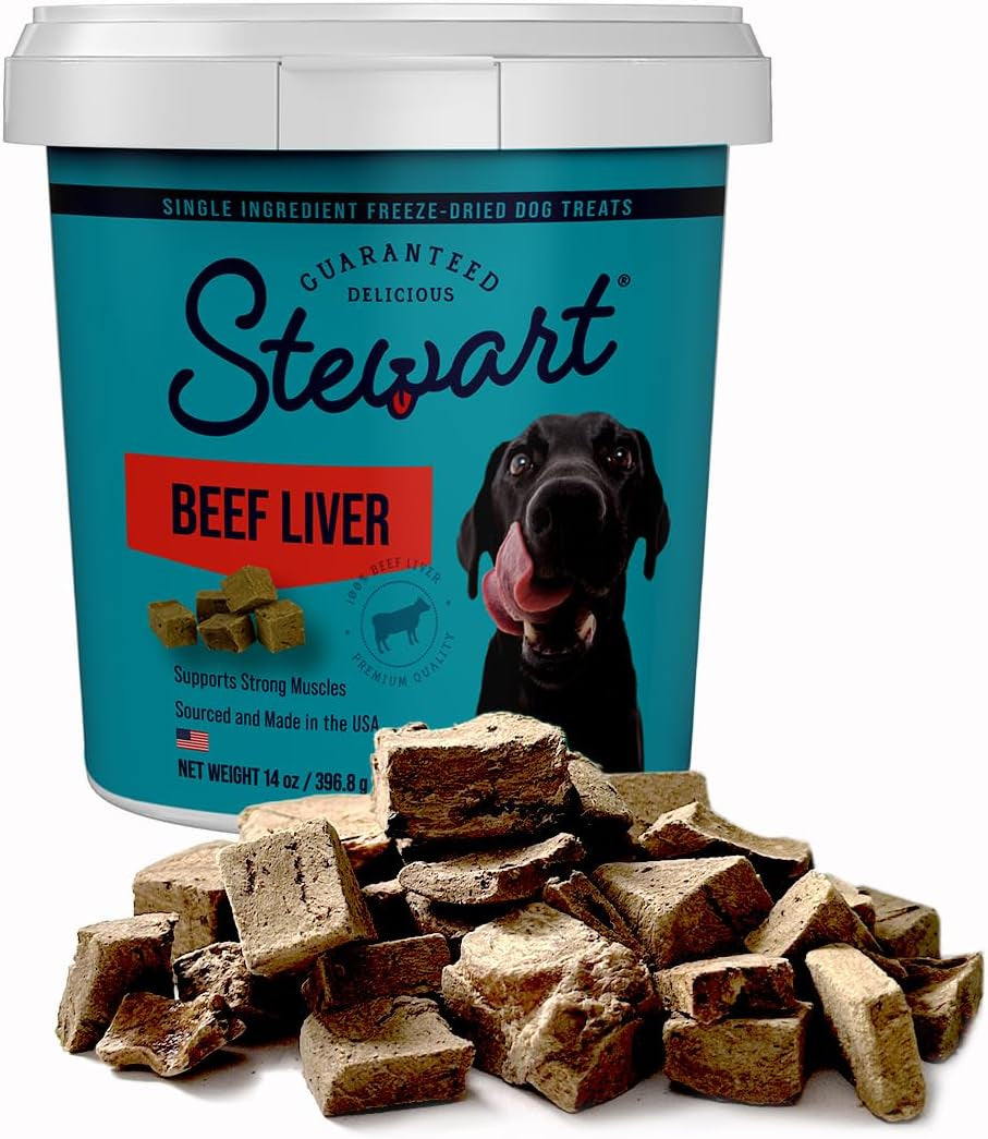 Single Ingredient Freeze Dried Raw Dog Treats, Beef Liver, 14 Ounce, Approx. 315 Pieces per Resealable Tub, Training Treats or Meal Topper, High Protein, Grain Free, Gluten Free