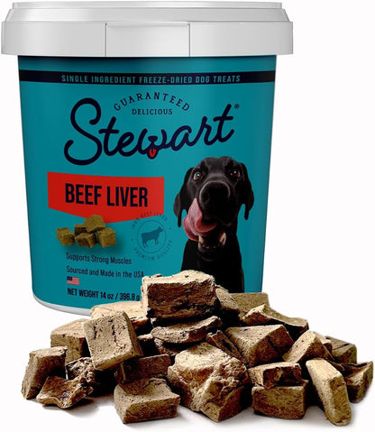 Single Ingredient Freeze Dried Raw Dog Treats, Beef Liver, 14 Ounce, Approx. 315 Pieces per Resealable Tub, Training Treats or Meal Topper, High Protein, Grain Free, Gluten Free
