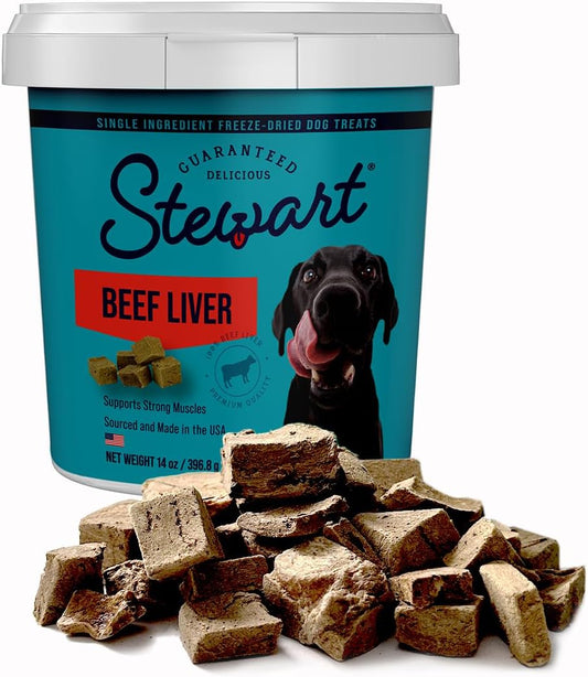 Single Ingredient Freeze Dried Raw Dog Treats, Beef Liver, 14 Ounce, Approx. 315 Pieces per Resealable Tub, Training Treats or Meal Topper, High Protein, Grain Free, Gluten Free