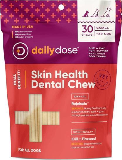 Dual Benefit - Dental + Skin Health Chews for Dogs, Small | Dental Treats with Supplements, Model Number: 77121