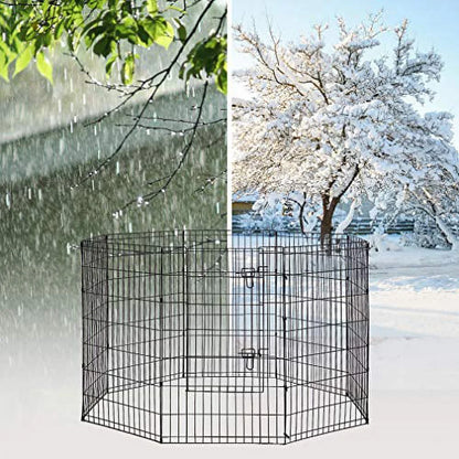 42"H Dog Playpen, Black, 8 Panel