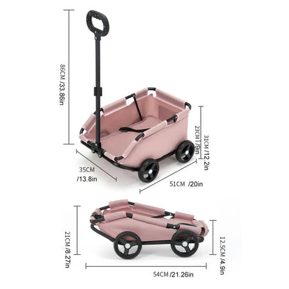 Safe Hair-Free Pet Carrier Pet Stroller for Small Dogs Cats 4 Wheels Folding Cart for Travelling Shopping Walking Pet Stroller