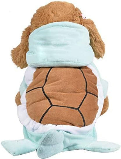 Dog Cat Halloween Costumes - Pet Turtle Cosplay Clothes, Adorable Flannel Tortoise Puppy Pajama Outfit, Soft Velvet Christmas Doggie Hoodies, Funny Fleece Sweater for Small Medium Large Dogs, Small