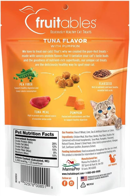 Cat Treats, Healthy Treats for Cats, Low Calorie and Packed with Protein, Crunchy Biscuits, Free of Wheat, Corn and Soy, Made with Real Tuna and Pumpkin, 2.5Oz