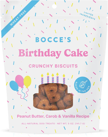 Birthday Cake Treats for Dogs - Special Edition Wheat-Free Dog Treats, Made with Real Ingredients, Baked in the USA, All-Natural Peanut Butter Vanilla Biscuits, 5 Oz