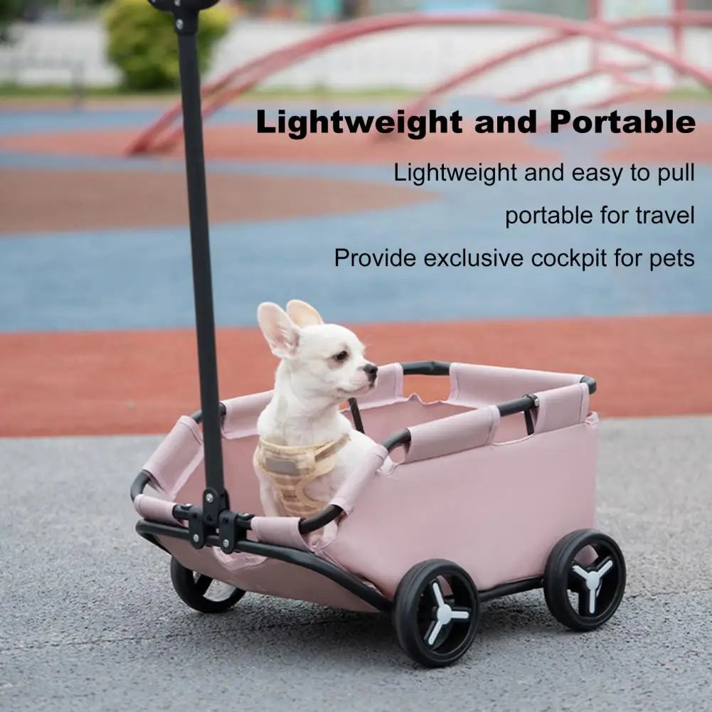 Safe Hair-Free Pet Carrier Pet Stroller for Small Dogs Cats 4 Wheels Folding Cart for Travelling Shopping Walking Pet Stroller