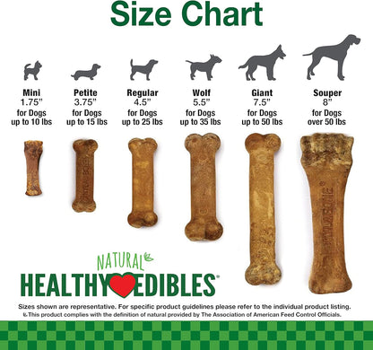 Healthy Edibles Natural Dog Chews Long Lasting Bacon Flavor Treats for Dogs, Small/Regular (3 Count)