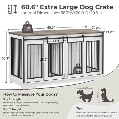 Furniture Style Pet Crate with 2 Sliding Doors