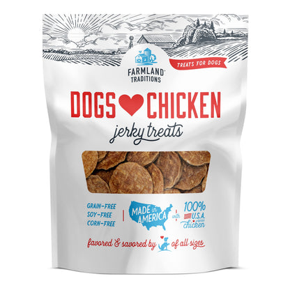 Dogs Love Chicken Jerky Dog Treats with Only 3 Ingredients and No Fillers, 1 Pound Bag