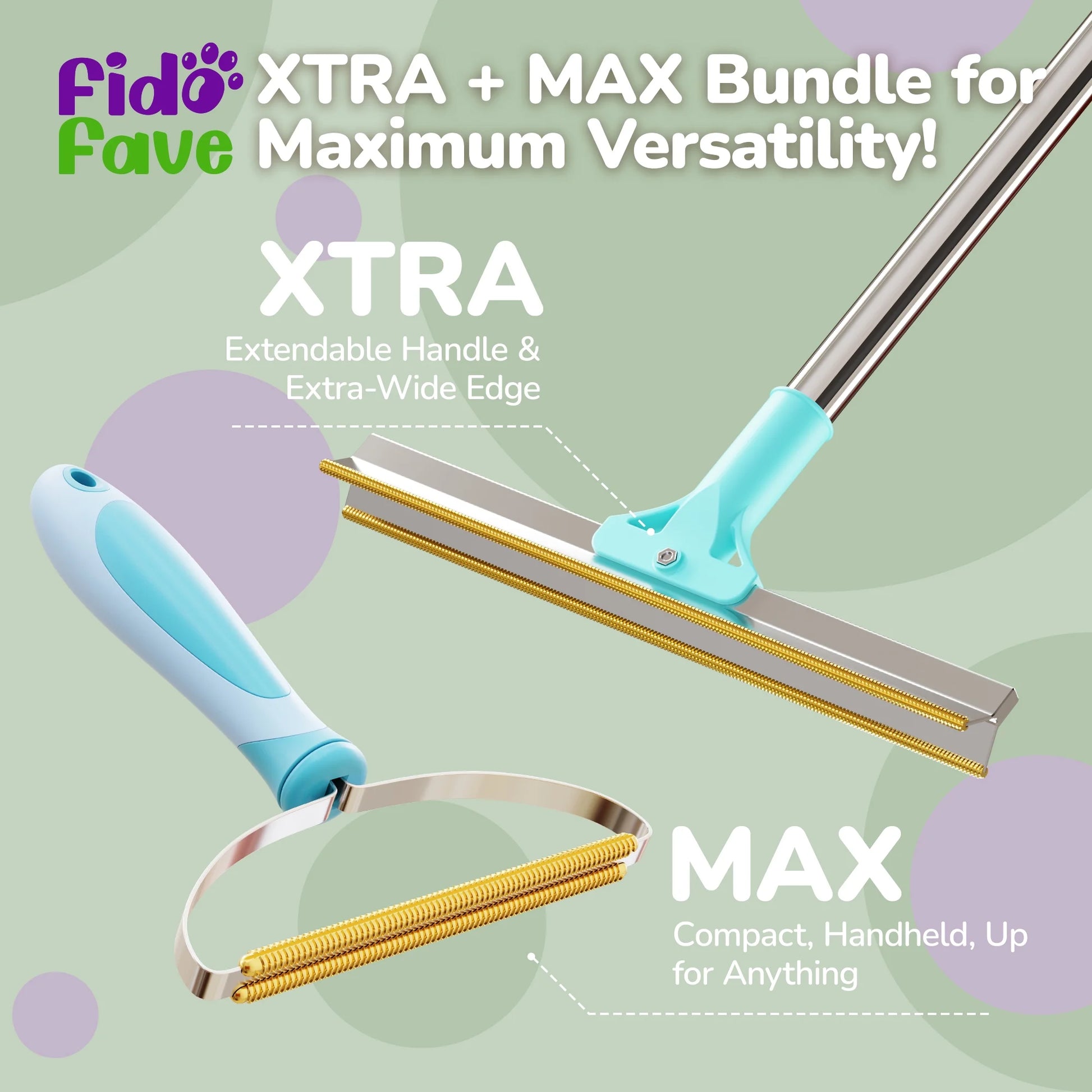 Xtra Max Pet Hair Remover Kit - Cleaning Tool for Pet Hair Removal, Blue, 2-Pack Carpet Rake Scraper