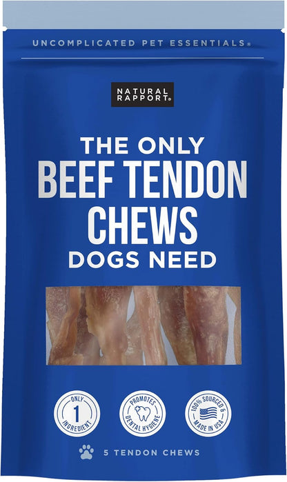 Beef Tendon Dog Treats - the Only Beef Tendon Chews Dogs Need- All Natural Dog Treats for Small and Large Dogs (5 Chews)