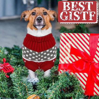 4 Pieces Christmas Dog Sweaters Halloween Puppy Holiday Sweaters Santa Reindeer Snowman Snowflake Pumpkin Pet Clothes for Xmas Dog Cat Costume(Cute Pattern,X-Large)