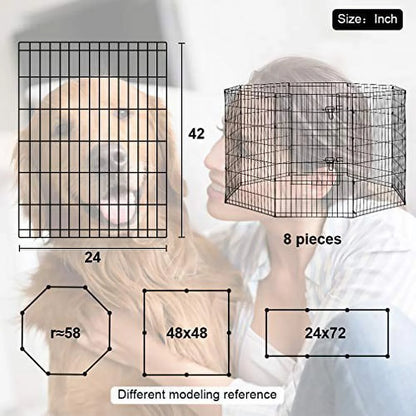 42"H Dog Playpen, Black, 8 Panel