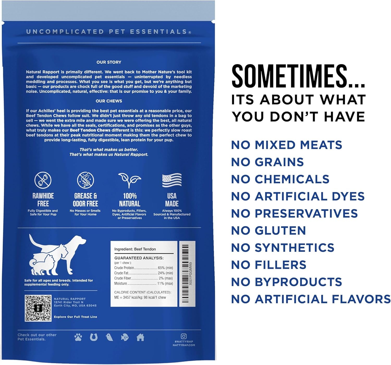 Beef Tendon Dog Treats - the Only Beef Tendon Chews Dogs Need- All Natural Dog Treats for Small and Large Dogs (5 Chews)