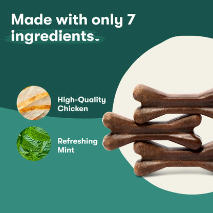 Chicken Flavor Dry Dental Treats for Medium Dogs, 8.8 Oz Bag, 7 Treats