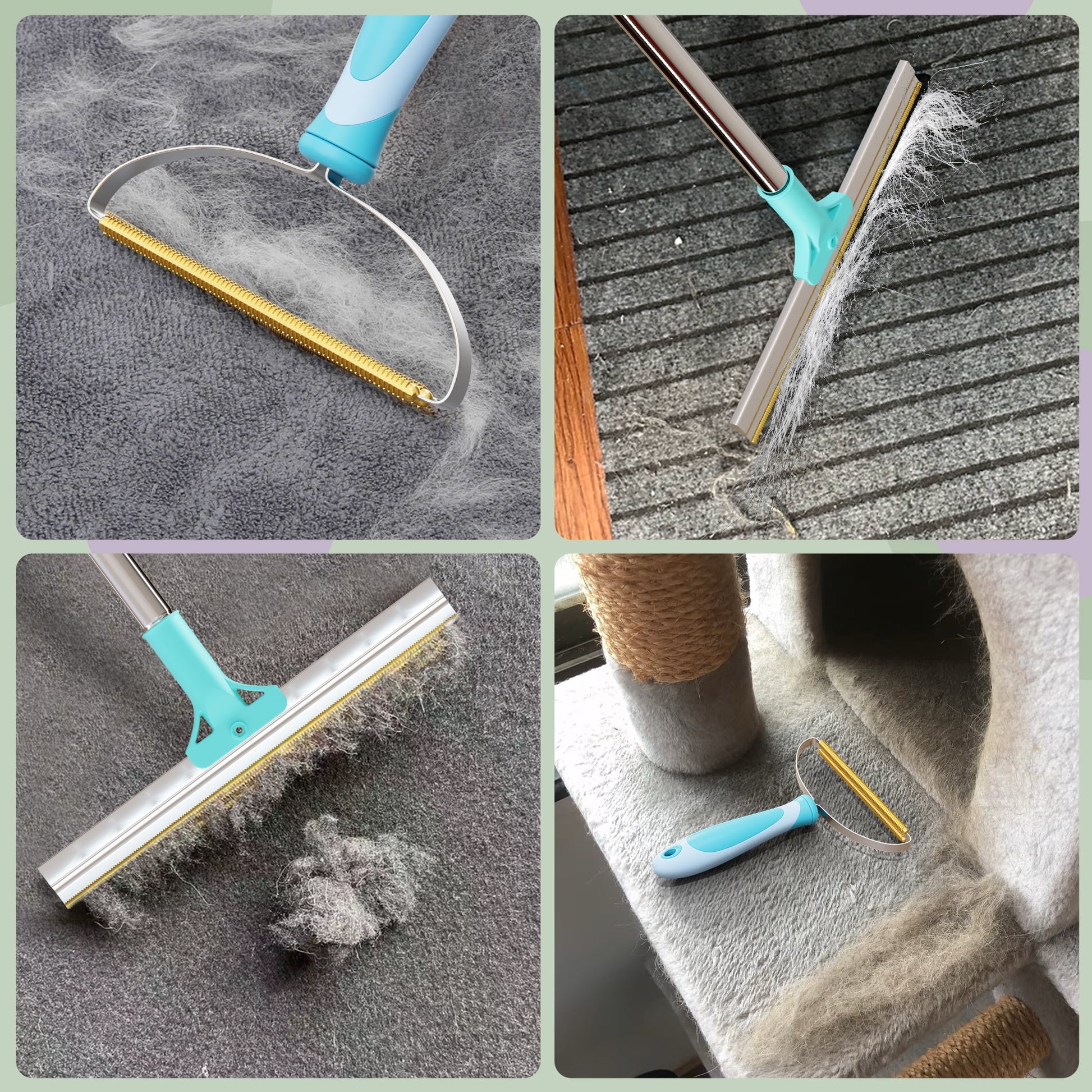 Xtra Max Pet Hair Remover Kit - Cleaning Tool for Pet Hair Removal, Blue, 2-Pack Carpet Rake Scraper