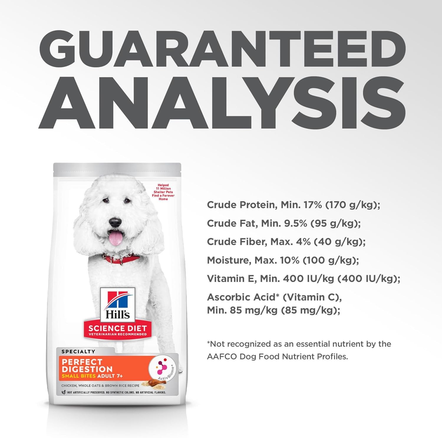 Perfect Digestion, Senior Adult 7+, Digestive Support, Small Kibble, Dry Dog Food, Chicken, Brown Rice, & Whole Oats, 12 Lb Bag