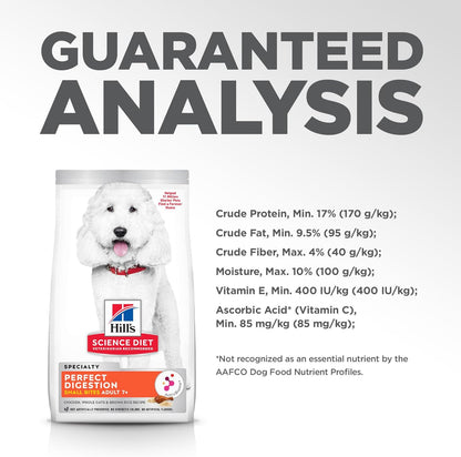 Perfect Digestion, Senior Adult 7+, Digestive Support, Small Kibble, Dry Dog Food, Chicken, Brown Rice, & Whole Oats, 12 Lb Bag