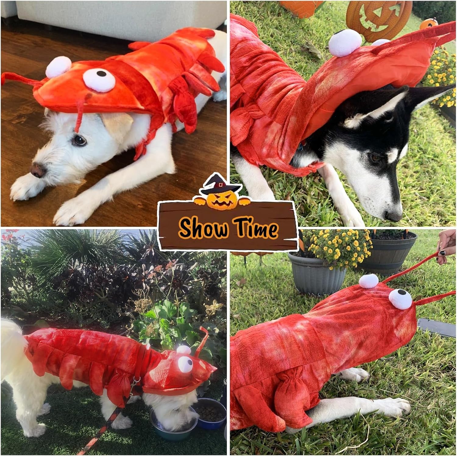 Lobster Dog Costume Halloween Dog Costumes, Halloween Costumes for Small Medium Large Dogs Lobster Pet Halloween Cat Apparel Dogs Cosplay Clothes for Christmas Special Events Photo Prop