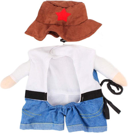 Pet Dog Cat Halloween Costumes, Cowboy Jacket and Hat, Super Cute Costumes for Small Dogs & Cats Cosplay, XL