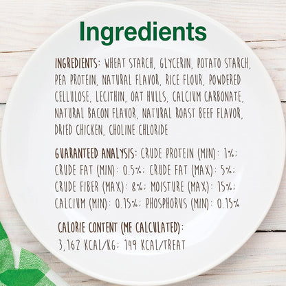 Healthy Edibles Natural Dog Chews Long Lasting Bacon Flavor Treats for Dogs, Small/Regular (3 Count)